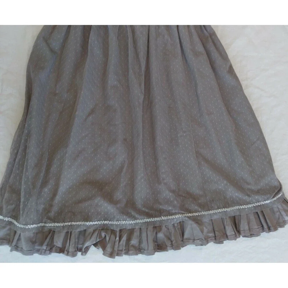 Daytrip Dress Gray Strappy Babydoll Lace Ruffles Rhinestones Beads Womens Medium - Picture 3 of 7
